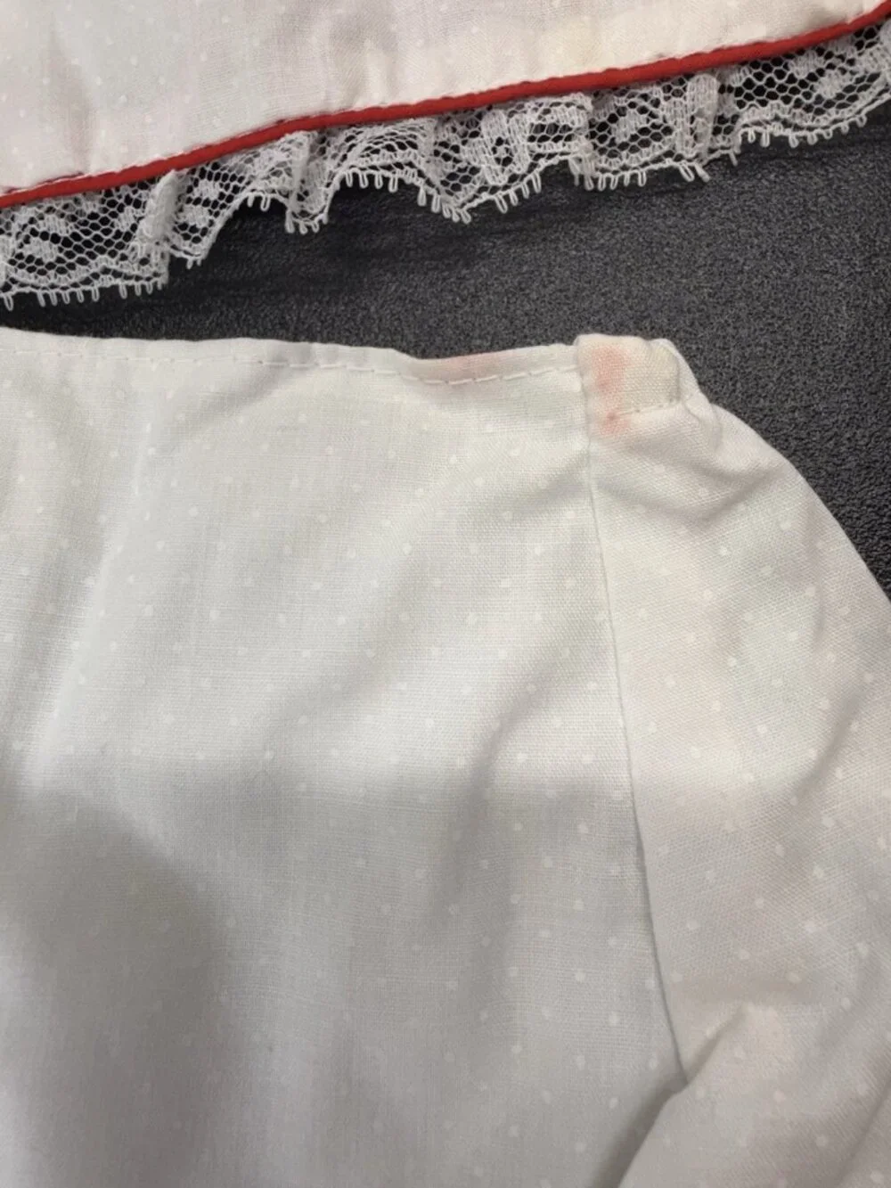 Vintage New Born Baby Dress White Red Hearts Lace Polka Dots  Diaper Cover